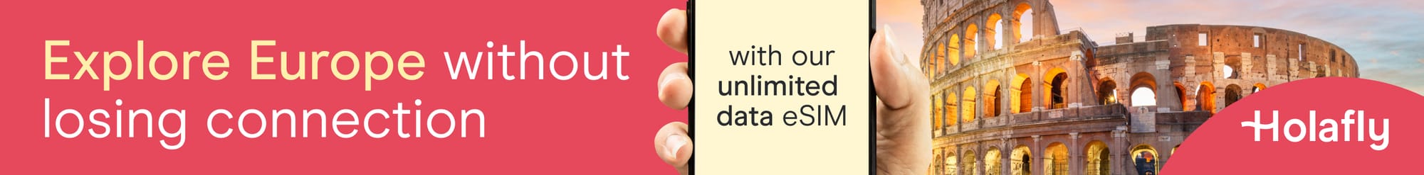 Holafly Europe regional eSIM banner — 40+ countries on one plan