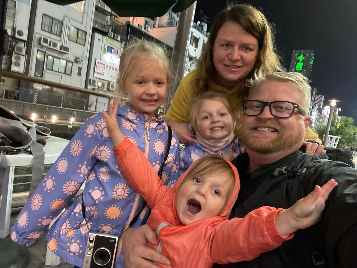The Clarkson family on Dotonbori in Osaka, Japan